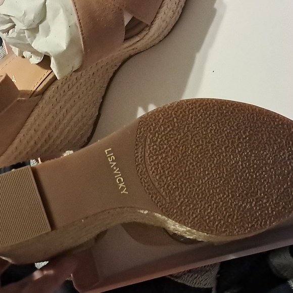 Lisa Vicky GEMI-V "Cognac Kid" Suede Wedges - Picture 4 of 5